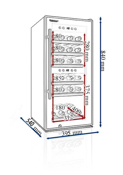 Class A Wine Cooler 24 bottles - Cantinetta Vino 24 bottiglie Classe A - Weinkühlschrank 24 Flaschen Klass A
