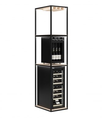 Personalisiertes Standregal mit hängendem Weinglasregal für Weinkühlschränke