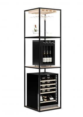 Personalisiertes Standregal mit hängendem Weinglasregal für große Weinkühlschränke